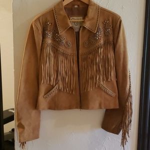 Leather fringe jacket